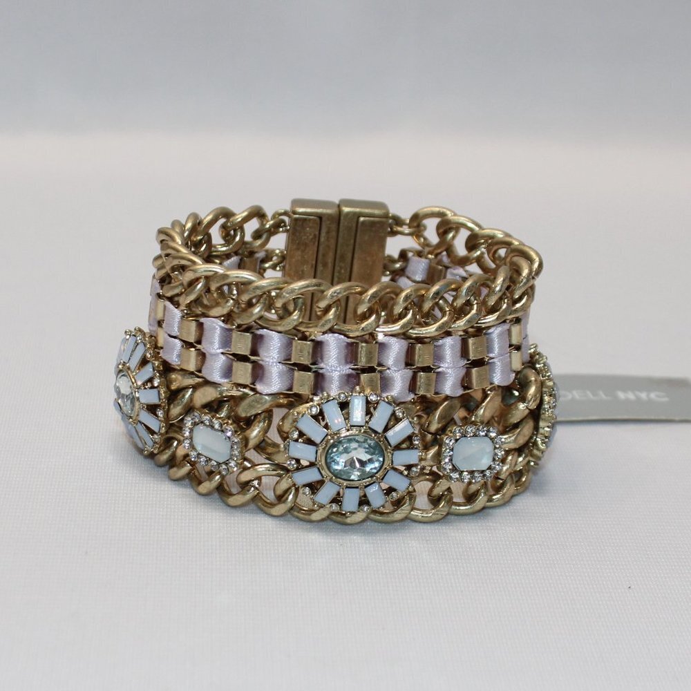 Lydell NYC Chunky Ribbon Rhinestone Chain Bracelet